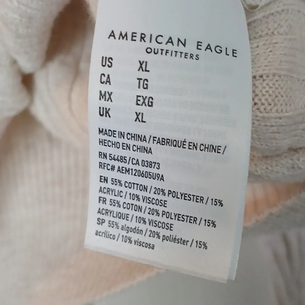 American Eagle Cream Button Down Mixed Ribbed Long Sleeve Cardigan Size XL